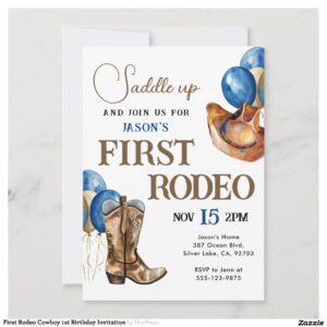 First Rodeo Cowboy 1st Birthday Invitation