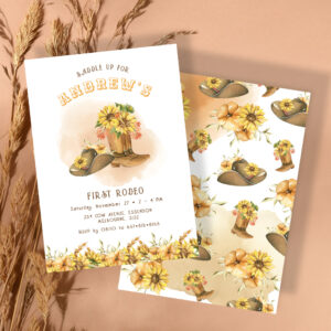 First Rodeo Neutral Southern Cowboy Birthday Invitation