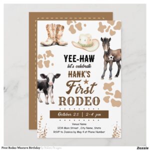 First Rodeo Western Birthday Invitation