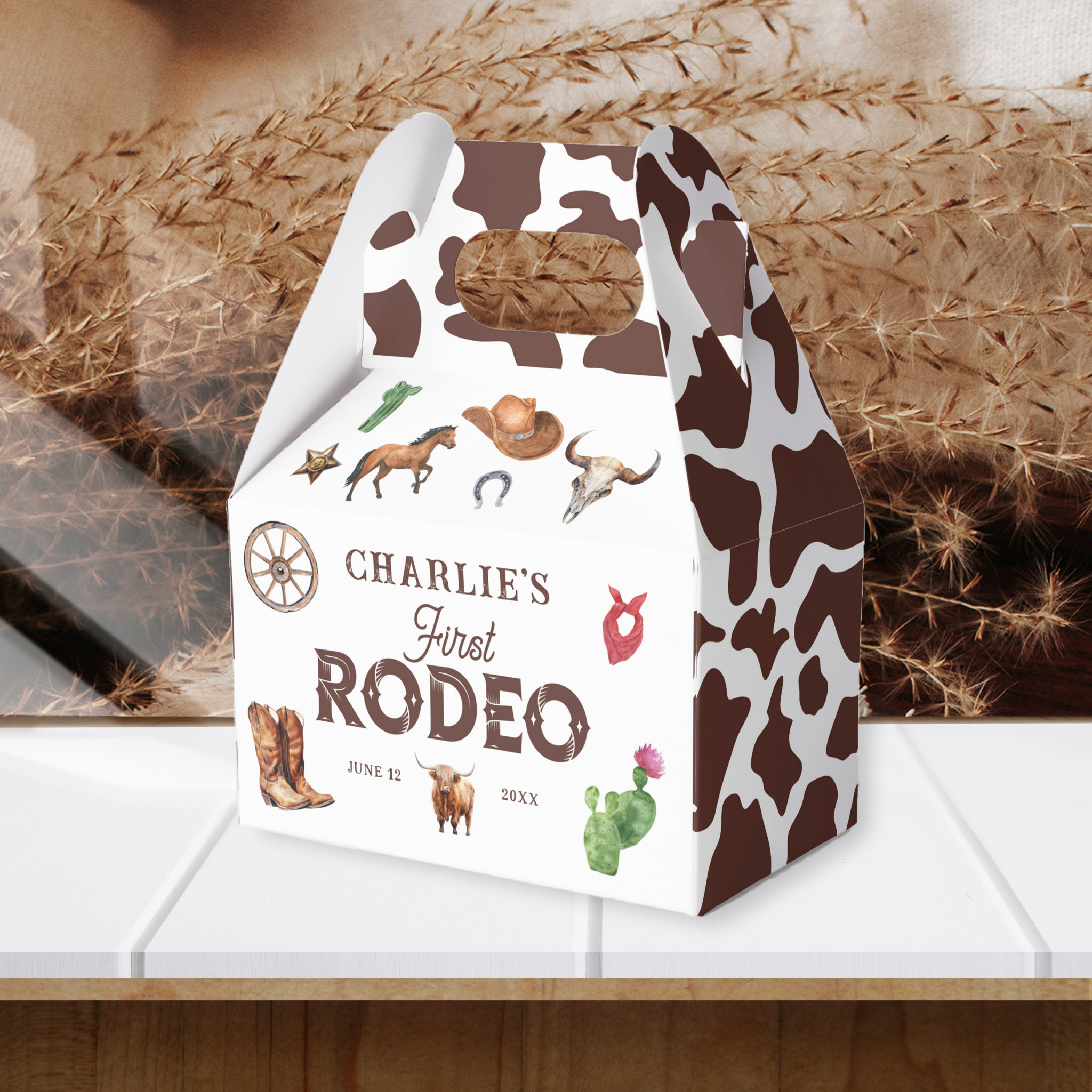 First Rodeo Western Boy 1st Birthday Favor Boxes