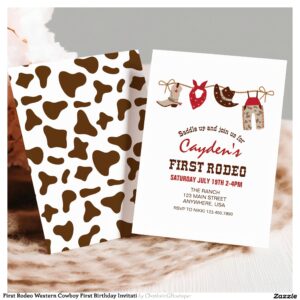 First Rodeo Western Cowboy First Birthday Invitati Invitation