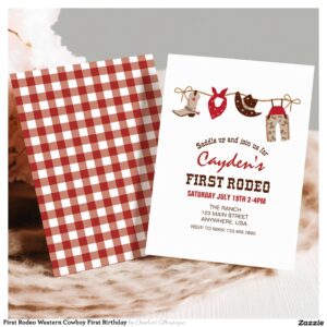 First Rodeo Western Cowboy First Birthday Invitation