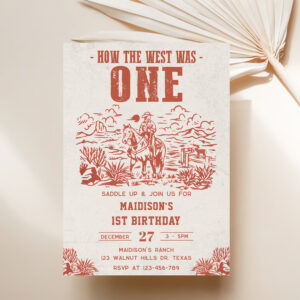 First Rodeo Western Cowboy First Birthday Party Invitation