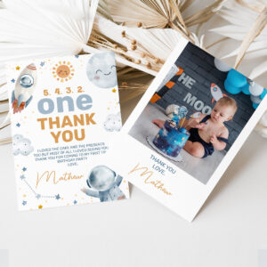 First Trip Around Sun 1st Birthday Thank You Card