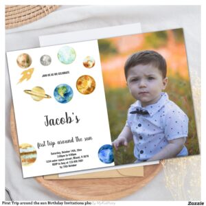 First Trip around the sun Birthday Invitations pho