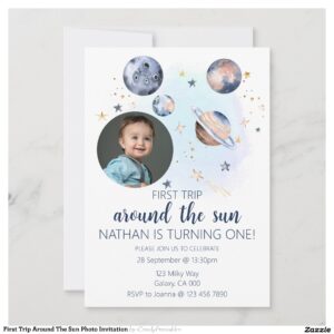 First Trip Around The Sun Photo Invitation