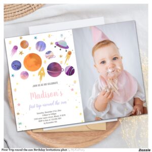 First Trip round the sun Birthday Invitations phot