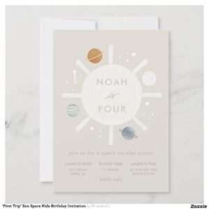 ?First Trip? Sun Space Kids Birthday Invitation