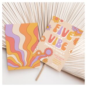 Five is a Vibe Birthday Invitation Groovy Party