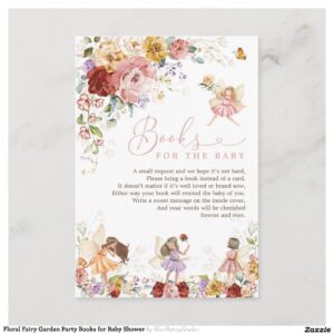 Floral Fairy Garden Party Books for Baby Shower Enclosure Card