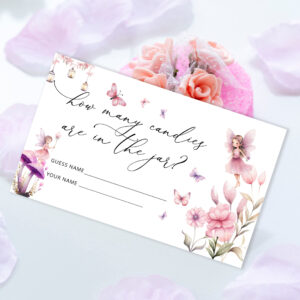 Floral Fairy How Many Candies in the Jar Enclosure Card
