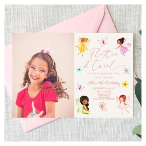 Flutter and Twirl Fairy Enchanted Birthday Party Invitation