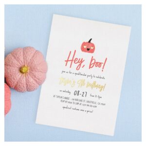 Foil Hey Boo Halloween Boho Girl Birthday Party Foil Invitation