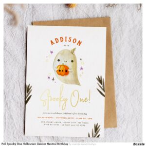 Foil Spooky One Halloween Gender Neutral Birthday Foil Invitation