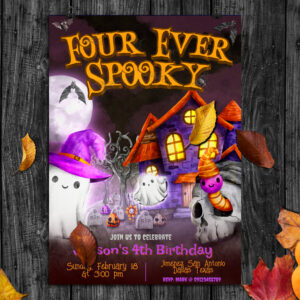 Four Ever Spooky - 4th Birthday Invitation