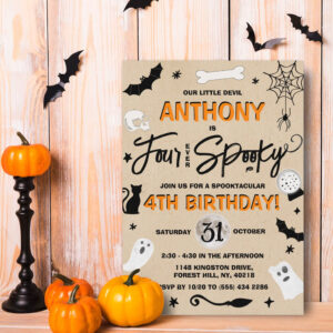 Four Ever Spooky! Halloween 4th Birthday Invitation