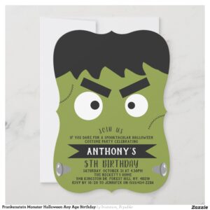 Frankenstein Monster Halloween Any Age Birthday Invitation