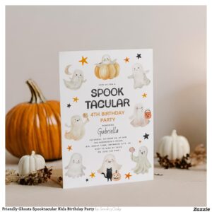 Friendly Ghosts Spooktacular Kids Birthday Party Invitation