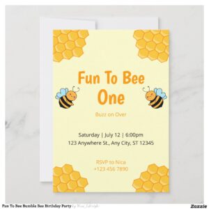 Fun To Bee Bumble Bee Birthday Party Invitation