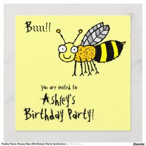 Funky Farm Honey Bee (Birthday) Party Invitation