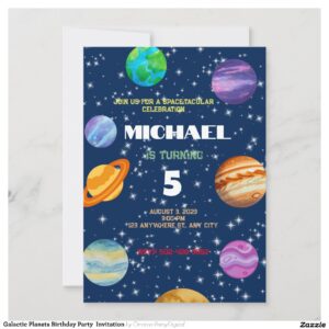 Galactic Planets Birthday Party Invitation