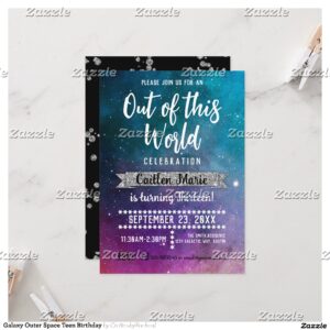 Galaxy Outer Space Teen Birthday Invitation