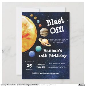 Galaxy Planets Solar System Outer Space Birthday Invitation