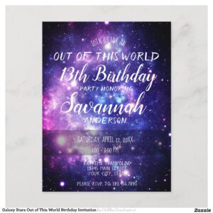 Galaxy Stars Out of This World Birthday Invitation Postcard