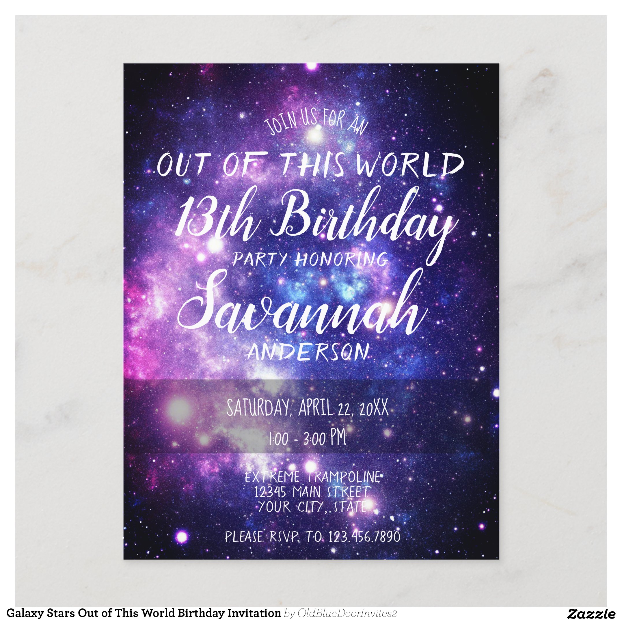 Galaxy Stars Out of This World Birthday Invitation Postcard
