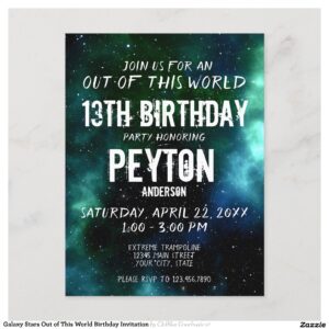Galaxy Stars Out of This World Birthday Invitation Postcard
