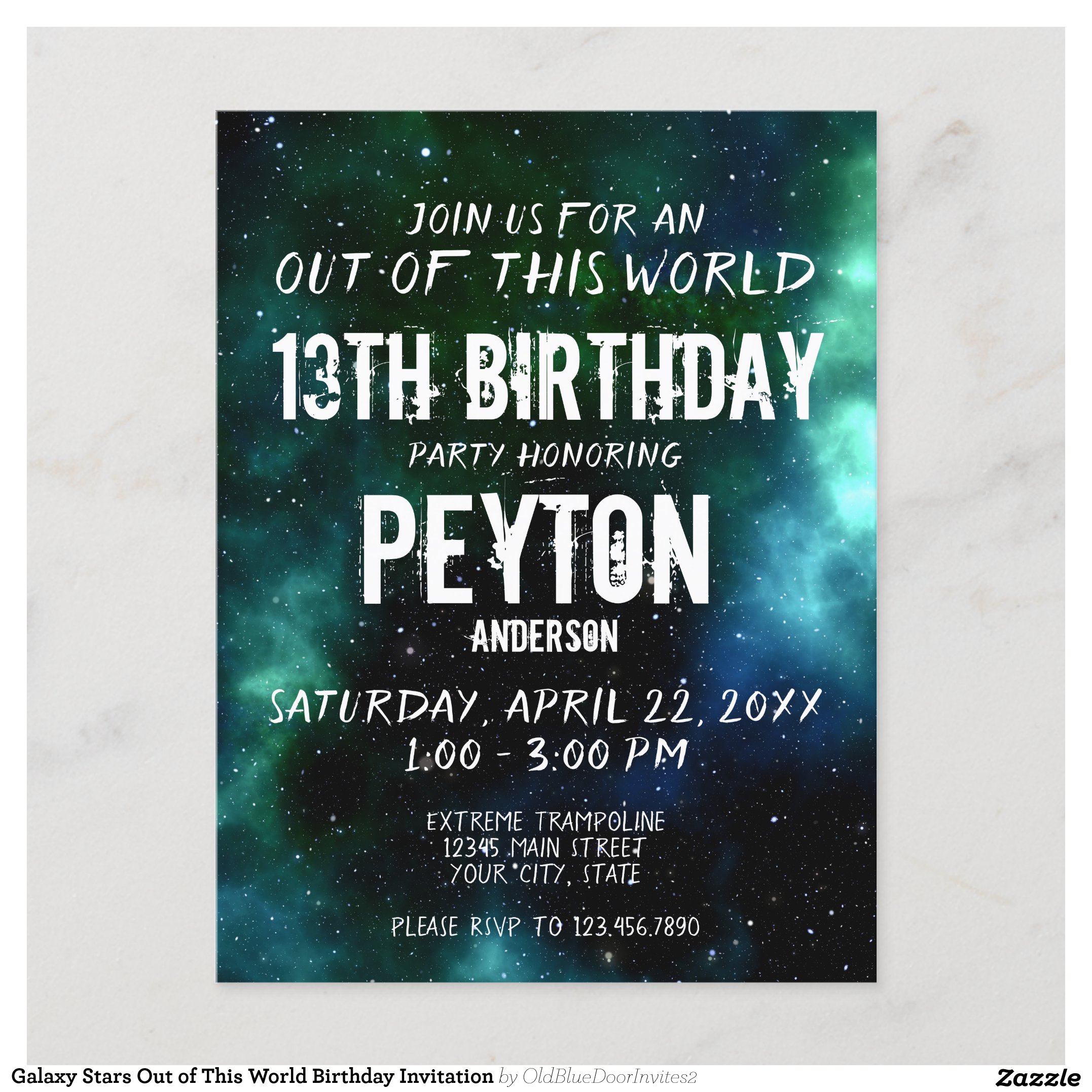 Galaxy Stars Out of This World Birthday Invitation Postcard