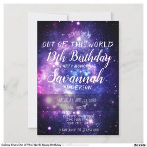 Galaxy Stars Out of This World Space Birthday Invitation