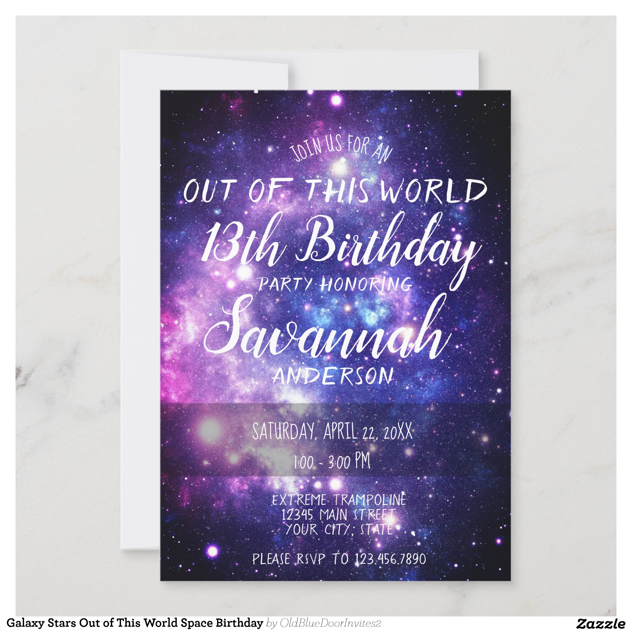 Galaxy Stars Out of This World Space Birthday Invitation