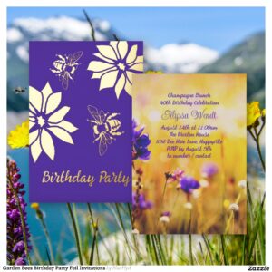 Garden Bees Birthday Party Foil Invitations