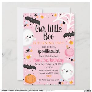 Ghost Halloween Birthday Invite Spooktacular Party