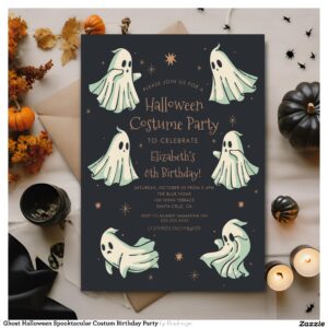 Ghost Halloween Spooktacular Costum Birthday Party Invitation