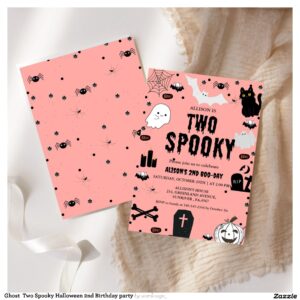 Ghost Two Spooky Halloween 2nd Birthday party Invitation
