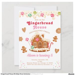 Gingerbread House Birthday Party Invitation