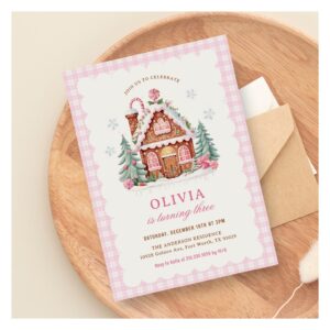 Gingerbread House Girl Birthday Party Invitation