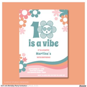 Girl 10th Birthday Party Invitation