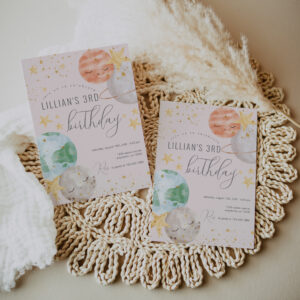 Girl Outer Space Birthday Party Invitation