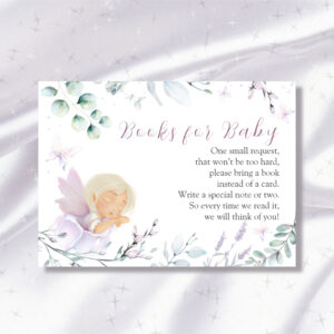 Girl?s Butterfly & Flower Baby Shower Book request Enclosure Card