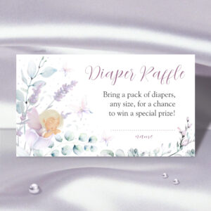 Girl?s Butterfly Flower Baby Shower Diaper Raffle Enclosure Card