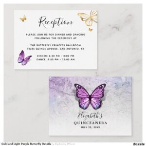 Gold and Light Purple Butterfly Details Enclosure Card