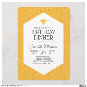 Golden Bee Birthday Dinner Invitation