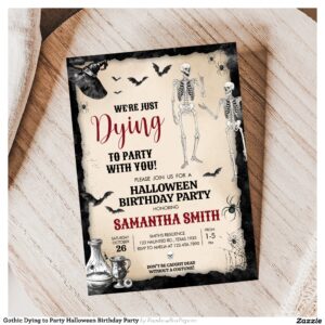 Gothic Dying to Party Halloween Birthday Party Invitation