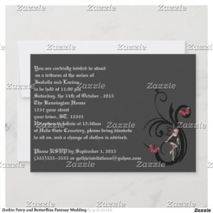 Gothic Fairy and Butterflies Fantasy Wedding Invitation
