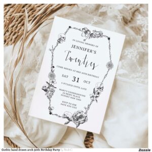 Gothic hand drawn arch 30th Birthday Party Invitation