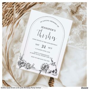 Gothic hand drawn arch 40th Birthday Party Invitat Invitation