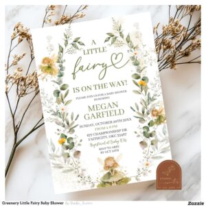 Greenery Little Fairy Baby Shower Invitation